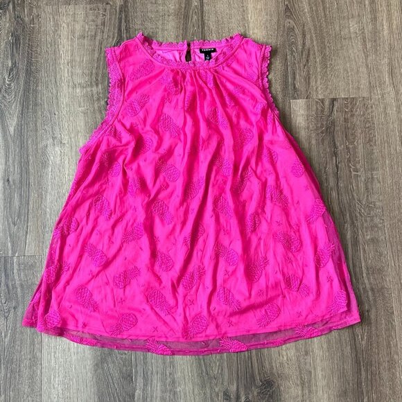 Torrid Ruffle Mock Neck Pineapple PinkTank Sz 1 (1X) - Picture 6 of 11